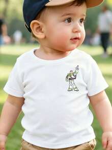 Disney Baby Boy's *Toy Story* Themed T-Shirt (Featuring Woody, Buzz Lightyear, And Mr. Potato Head), Double-Sided Print, Soft Pure Cotton, Short Sleeves. - 白色 - 查看 2