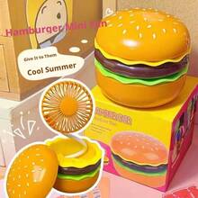 Mirror Fan, Hamburger Desktop Fan With USB Rechargeable Design, Cute Mini Desk Fan With Storage Compartment, Fun French Fries Style Table Fan For Students & Office - Yellow - View 5