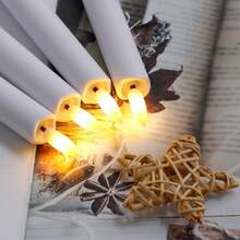 附遙控定時器無焰錐形蠟燭，LED 閃爍燭台，電池供電蠟燭，6.4 英吋，適用於居家聖誕婚禮慶典裝飾（不含金色底座） - AAA - 查看 8