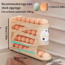 4 Tier Rolling Holder With Space Saving Side Door Design Holds 30 Eggs Smooth Glossy Convenient Handle Kitchen Fridge Storage Modern Durable Plastic Kitchen Accessory - White - View 6