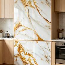 1 Roll Gold Marble Contact Paper, Marble Pattern Wallpaper, Kitchen Countertop Self-Adhesive Peel And Stick Wallpaper Cabinets Furniture, Kitchen Waterproof Contact Paper Decorative Wallpaper, PVC Oil-Proof Sticker, Home Decor, Kitchen Decor - Golden Marble - View 4