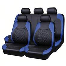 4/9件組 PU皮革汽車座椅套，防水透氣座椅保護套，通用於大多數轎車、SUV、卡車及其他車型，豪華透氣前座套附腰部支撐，後座套 - C款式 - 查看 15