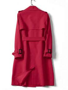 Women's Versatile Elegant Autumn/Winter Trench Coat, Elegant Commuter Casual Coat, New Year Outfit Red - Red - View 8