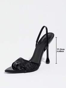 Women's High Heel Sandals Mesh Embroidered Back Strap Water Drop Heel Pointed Toe Stiletto Heel Slip-On Back Strap Open Toe High Heel Shoes Elegant Women's Sandals Fashion Party Celebrity High-End Banquet Ball Dress Shoes Women's High Heels Mule Shoes Women's Summer Sandals Black High Heels Elegant Women's Shoes Women's Sandals - Black - View 3