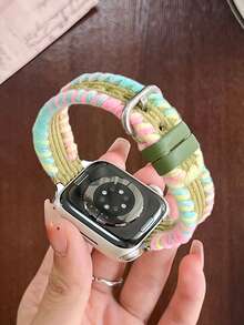 Hand-Woven Band, Compatible With Series 1-10 And SE/Ultra, Fits 38mm-49mm, Breathable And Comfortable, Fashionable Unique Design - Avocado Green - View 1