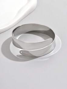 1pc Women's Metal Geometric Creative Design Fashion Niche Arm Cuff Suitable For Daily Wear - Silver-b739 - View 3