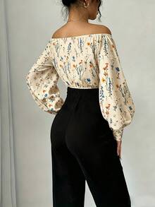 Elegant Women's Off-Shoulder Blouse With Polka Dots And Front Bow - Puff Sleeves, Round Neck, White, Machine Washable, Ideal For Casual Or Semi-Formal Wear In All Seasons - 多色 1 - 查看 2