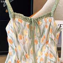 xuehuamaoyi02 Qadelle Vestido con estampado de tulipanes, vestido de verano sin mangas con diseño floral artístico para vacaciones - Multicolor - Ver 5