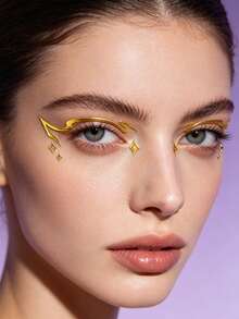 2pcs 3D Gold Eyeliner Sticker Face Sticker Body Makeup Music Festival Party Eye Makeup Decoration - Gold - View 3