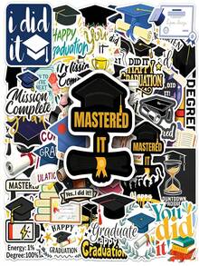 50/25pcs 2026 Graduation Stickers, Black & Gold Graduation Decor, Suitable For Graduation Party Favors, Water Bottles, Laptops, Gift Bags, Graduation Gifts And Party Supplies, Scrapbook Supplies, Fun Stationery Stickers, Random Shipment - Multiple Styles - View 5