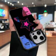 Funda para teléfono con diseño de estrella de anime neón y forma de corazón. Esta elegante funda es compatible con Samsung, Apple, VIVO, OPPO, , Transsion, ,  y Honor. Fabricada en silicona TPU, ofrece protección contra golpes y caídas, además de un tacto superior. Es un regalo ideal para familiares, amigos y seres queridos, y una opción perfecta para el Día de San Valentín y Año Nuevo. - Negro - Ver 4