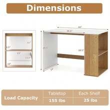 44 Inch Wooden Computer Desk With Bookshelf For Small Space-White And Natural-XY688239 - FXCACEWEU9NX71 - View 5