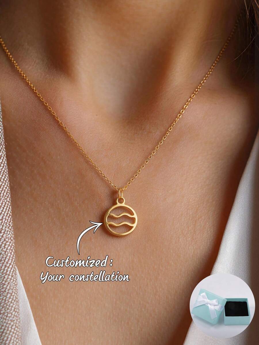 Customized Personalized Zodiac Necklace Jewelry Accessory Suitable For Daily Wear Beach Vacation Wedding Bride Mother's Day Gift Valentine's Day Gift Christmas Gift Graduation Gift - Style 2 - View 1