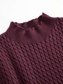 GIGOGOU New Arrival Autumn/Winter Long Knitted Sweater Dress, Casual Long Sleeve Loose Knit Dress - Red Violet - View 11