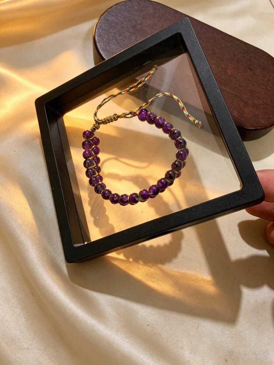 Pulsera de Cuerda Trenzada Estilo Mano con Piedra Natural Ojo de Tigre Azul, Pulsera de Cuerda de Cinco Colores de la Suerte, Piedra del Valor, Pulsera Unisex, Empaque en Caja de Regalo, Apta para Regalar o Uso Personal - Multicolor - Ver 1
