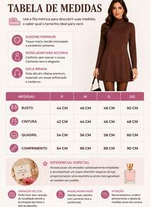 Premium Suedine Short Dress With High Ribbed Neck And Long Sleeves, Simple Fitted A-Line Style, Solid Color, Elegant, Autumn/Winter Fashion. - White - View 7