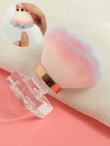 1pc Pink Rose Shaped Aromatherapy Nail Dust Brush, Acrylic Crystal Base Transparent Gold Edge Boxed, Nail Cleaning Brush - Pink - View 7