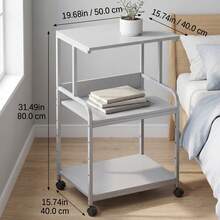 3-Tier Rolling Printer Stand With Storage Shelves, Multi-Purpose Printer Organizer Cart With Wheels, For Folders Books Fax Machine Scanner Home Office Desk - White - View 5