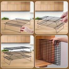Rejilla de enfriamiento apilable de 1/2/3 niveles, material de acero inoxidable, rejilla de horneado plegable, adecuada para enfriar pasteles, galletas, pizza, carne, pan, antiadherente y fácil de limpiar, uso en múltiples escenarios - regalo ideal para entusiastas de la repostería y inauguración de casa - Ver 10