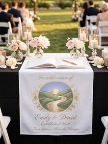 1pc Customized Table Runner, Customizable Design Tablecloth, Suitable For Weddings, Business Events And Parties, Customizable Birthday, Baby Shower And Holiday Event Designs - Multicolor - View 5
