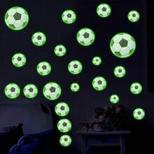 Fluorescent Football Wall Decals, 2pcs/Set 2 Colors Self-Adhesive Removable Glow-In-The-Dark Football Wall Stickers, Sports Theme Wall Decor Art For Bedroom, Game Room, Living Room - Multiple Styles - View 7