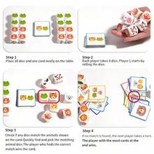Animal Dice Matching Fun Game, 2-Player Battle Parent-Child Interactive Toy, Animal Recognition Exercise For Observation And Hand-Eye Coordination - 彩色 - 查看 4