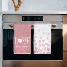 MEMNUN 2入組粉色水彩漸層愛心「Love You More」標語印花廚房抹布 40*60cm/45*70cm 超細纖維現代柔軟洗碗布 手巾 家居裝飾 廚房裝飾 烹飪烘焙手巾 廚房配件 可機洗 清潔用品 適用於餐廳廚房、居家裝飾與禮品 全季節 - 彩色 - 查看 5