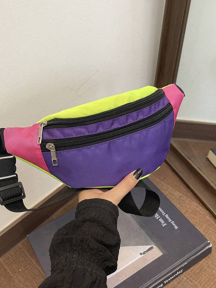 Tas Pinggang Wanita Patchwork Baru, Tas Selempang Bahu, Tas Dada Modis - MultiWarna - View 1
