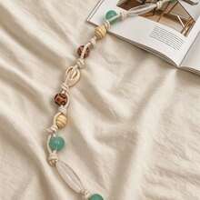 Bohemian Beaded Waist Chain, Natural Shell & Wood Beads Woven Belt, Adjustable Cinch For Vacation Outfits - Colorful Wooden Beads and Seashells - View 5