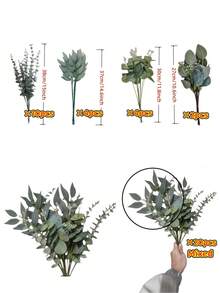 20pcs 4 Types Artificial Mixed Eucalyptus Leaves - Suitable For Indoor And Outdoor Display - Can Be Used For Wedding Decoration, Floral Arrangement And Other Daily Decor Scenes - Multicolor - View 4