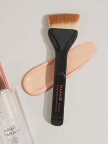 MAANGE 1pc Professional Straight Edge Foundation Brush, Soft Fiber Makeup Brush, Portable, Travel Essential, Gift For Women/Girls - Black - View 2