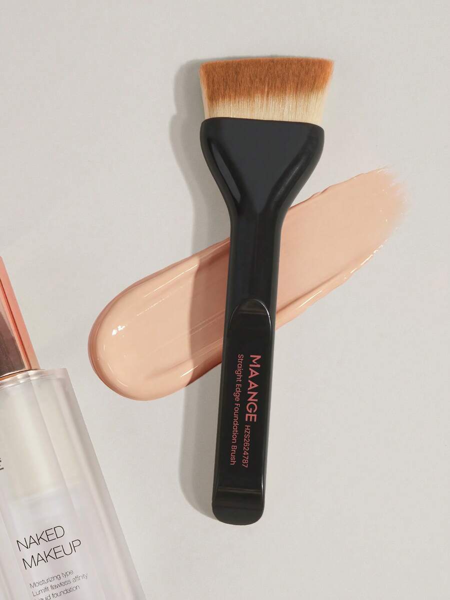 MAANGE 1pc Professional Straight Edge Foundation Brush, Soft Fiber Makeup Brush, Portable, Travel Essential, Gift For Women/Girls