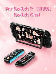 New Switch 2 (2025) Game Console Accessories, Kids Rose & Rabbit Print Pattern Switch Protective Case/Hard Transparent Glitter Shell, Compatible With Switch 2/Switch NS/Switch OLED/Lite, Suitable For Switch 2/Switch Game Console Accessories, Full Set Bundle, Storage Bag, Card-Insertable Dock, Switch Protective Case, Best Gift For Switch Players - Multicolor - View 16