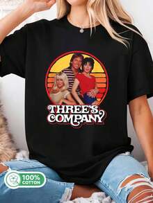 Three's Company 70er Retro Sonnenuntergang Klassische TV-Serie 100% Baumwolle Nostalgie T-Shirt - Schwarz - Übersicht 1