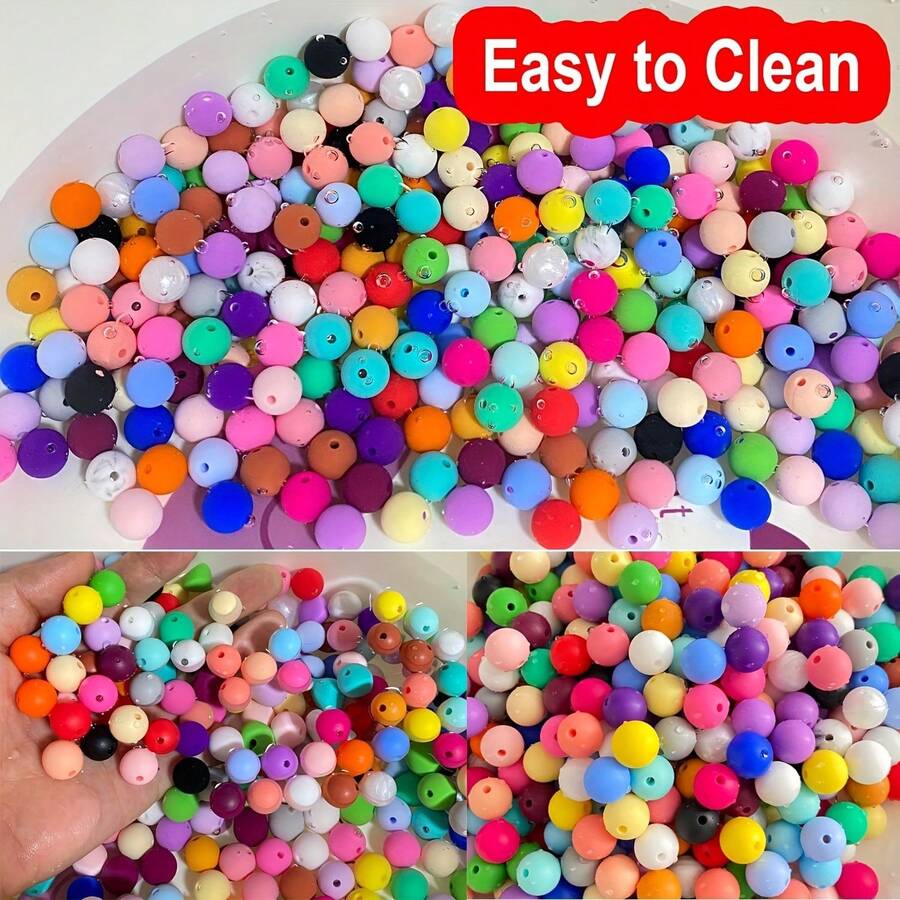 120顆 12/15mm 矽膠珠,隨機混色 - DIY 手工套件,適用於項鍊、手鍊、鑰匙圈、手機吊飾等 - 彩色 - 查看 1