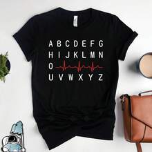 PQRST Nurse Alphabet Heartbeat Shirt, Nurse Shir, Nurse Gif, Nursing Graduation Shirt, Nurse Heartbeat Shirt, RN Gif, RN Shir - 黑色 - 查看 1