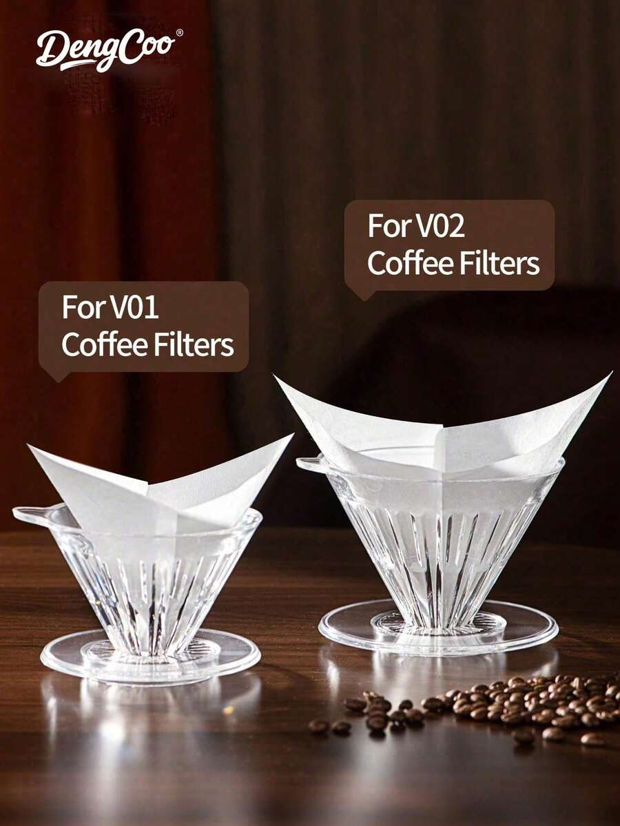 Dengcoo 200pcs Coffee Filters, V01&V02 White Square Coffee Filters, Disposable Filter Paper For Pour Over And Drip Coffee Maker - Square Filter Paper - View 1