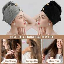 1/5pcs Ultra-Soft Microfiber Hair Drying Towel, Thick Coral Fleece Hair Wrap, Super Absorbent, Quick Dry, Gentle On Hair, Suitable For Wet Hair, Bathroom Accessories, Home & Travel Use, For Blow Drying, Curly Hair, And Thick Hair - Multicolor - View 7
