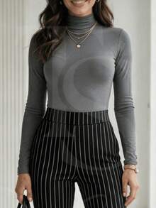 Suplex Bodysuit Second Skin Cacharrel Long Sleeve High Neck - Grey - View 6