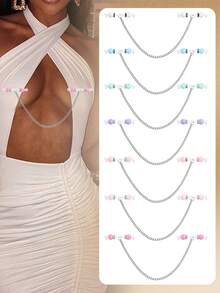 CIZME 1pair Fake Nipple Rings Non Piercing Nipple Nipple Chains,Fake Nipple Jewelry Adjustable Body Chains Non Pierced Body Jewelry For Women - Single Chain/40cm - View 1