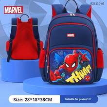 Balo học sinh Disney Spider-Man thời trang dung tích lớn cho học sinh tiểu học lớp 1-3, nhẹ, kháng khuẩn, thoáng khí, chống nước, màu xanh navy, chất liệu polyester, kích thước 28*18*38cm - Một mảnh - Xem 9