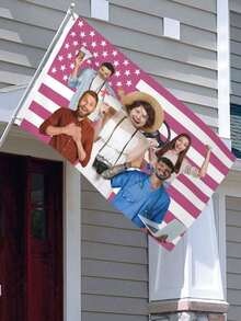 Custom American Flag 1-5 Pictures With Photos Family Couple Sisters Photo/Text  Flags Banners & Pennants Background Decoration For Wall Fabric 2D Flat  Tapestry Wall Painting Garden Flags Festival Birthday Gifts Outdoor Graduation Wedding Souvenir - Multicolor - View 10