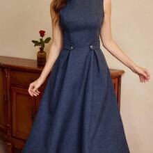 yonghongmaoyi1  Vestido elegante vintage para mujer con bolsillos y botones, vestido casual para ir y venir, vacaciones, ropa de invierno para mujer, atuendo de invierno para mujer, looks navideños, atuendo navideño para mujer, ropa navideña, ropa de Año Nuevo, atuendo de Año Nuevo, vestido de invierno para mujer, vestido de Año Nuevo, vestidos elegantes para mujer, vestidos formales para mujer - Verde militar - Ver 6