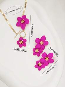 3pcs/Set Fashion Floral Pendant Necklace And Earrings Set, Holiday Gift For Friends And Besties - Style 11 - View 2