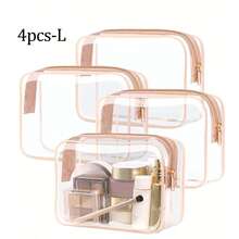 4/3/2/1 Pc S/M/L Fashion Simple Unisex Cosmetic Bag, Waterproof Transparent Makeup Bag, 1 Quart Capacity, Unisex, Carry-On Approved, Ideal For Travel Makeup Storage. - Multicolor - View 26