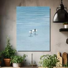 Pintura al Óleo Abstracta de Escena de Surf 2D/Plana, 100% Pintada a Mano, Sin Marco - Textura de Océano Azul, Arte de Pared Minimalista Moderno para Sala, Dormitorio, Oficina y Baño - Regalo Único de Decoración para el Hogar, Perfecto para Entusiastas del Surf. Regalo Ideal para Navidad y Acción de - Enmarcado - Ver 4