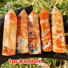 1件獨特藍磷灰石與太陽石水晶塔，自然漸層橙色至藍色，適合居家裝飾，優雅柱狀桌面擺飾，適用於聖誕節、情人節及其他場合 - 彩色 - 查看 15