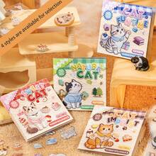 20 Hojas/Bolsa Libro de Pegatinas, Serie de Historias de Gatos Tejidos, Libro de Pegatinas PET con Tema de Gatos Bordados Realistas, Suministros para Scrapbook, Accesorios para Cuadernos, Utilizado para Decorar Tarjetas, Marcos de Fotos, Computadoras, Fundas de Teléfono, Botellas de Agua, Diarios de Recortes, Estuches de Lápices, Maletas, Pegatinas de Decoración de Escritorio - etiqueta engomada - Ver 1