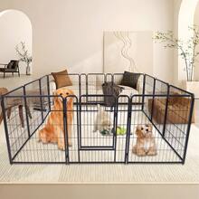 Parque infantil plegable para mascotas, 65*80 cm, cierre automático, valla portátil con puerta, para perros, conejos, animales pequeños y gatos, 6 paneles / 8 paneles / 12 paneles / 16 paneles - Negro - Ver 8