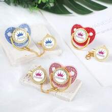 Baby Teething Toy Set With Pacifier Clip, Anti-Drop Silicone Chain, , Newborn Gift. - Gold - View 3